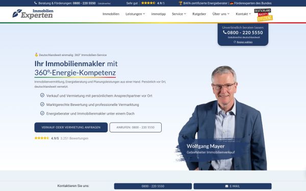 Website von Immobilien Experten – Startseite (Screenshot)