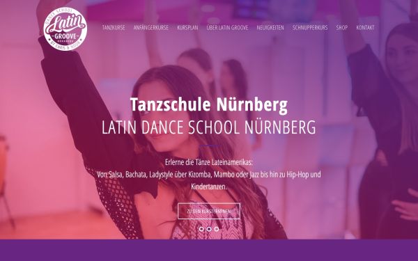 Website der Tanzschule Latin Groove Nürnberg – Startseite (Screenshot)